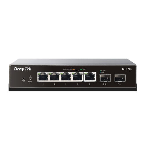 VigorSwitch Q1070x 5 poorten 2,5 Gigabit 2 SFP+ (10 Gigabit) poorten, Smart Lite managed VigorSwitch Q1070x 5 poorten 2,5 Gigabit 2 SFP+ (10 Gigabit) poorten, Smart Lite managed